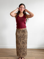 Esther Sheer Mesh Leopard Print Midi Skirt