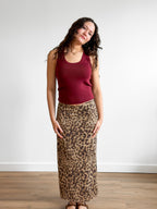 Esther Sheer Mesh Leopard Print Midi Skirt