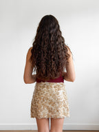 Lucy Paris Uma Cream Sequined Mini Skirt
