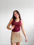 Lucy Paris Uma Cream Sequined Mini Skirt