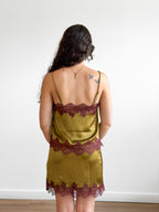 Lucy Paris Roxy Green and Burgundy Lace Hem Cami Top