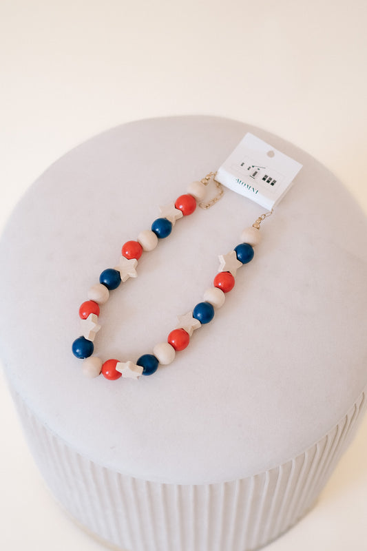 Wooden Fourth of July Necklace