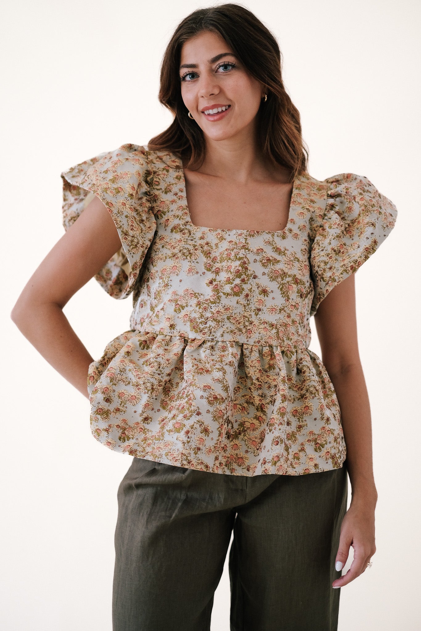 Joanna Vintage Sunflower Tapestry Tiered Top