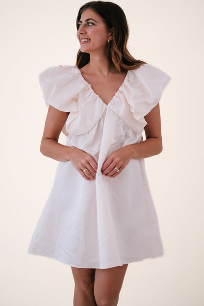 Layla Ivory Ruffle Sleeve Peplum Mini Dress