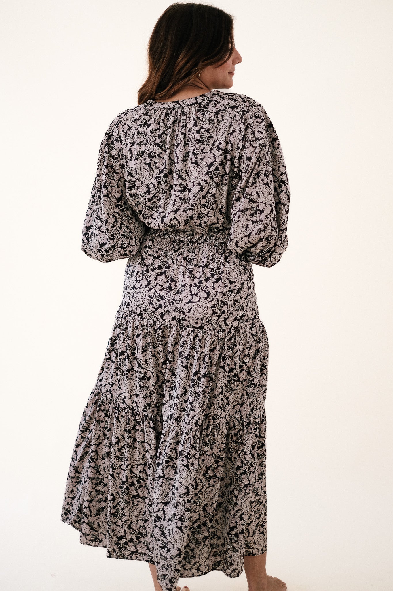 Current Air Lily Deep Paisley Print Maxi Dress