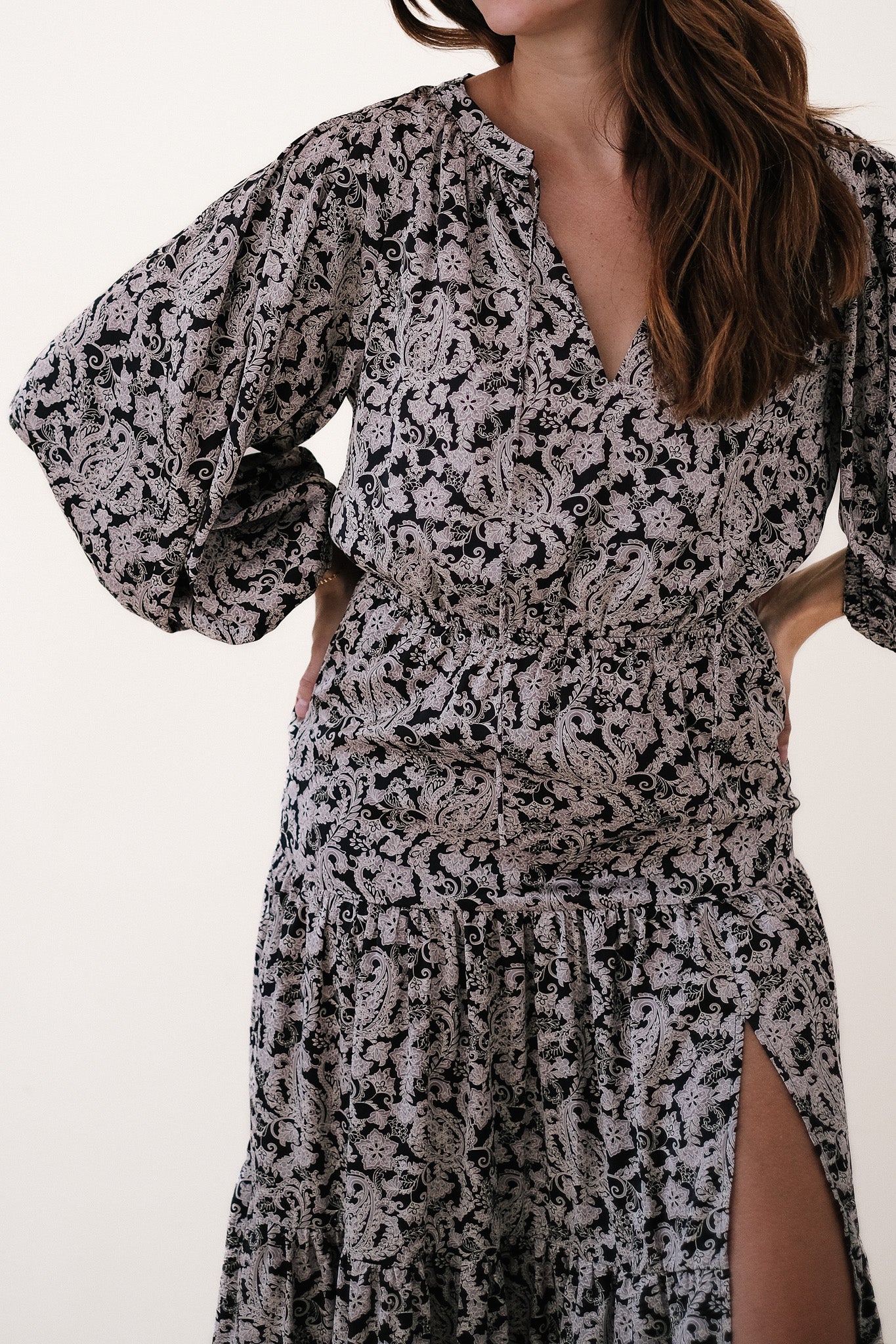 Current Air Lily Deep Paisley Print Maxi Dress