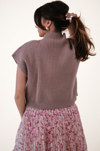 London Mauve Ribbed Pocket Sweater Top