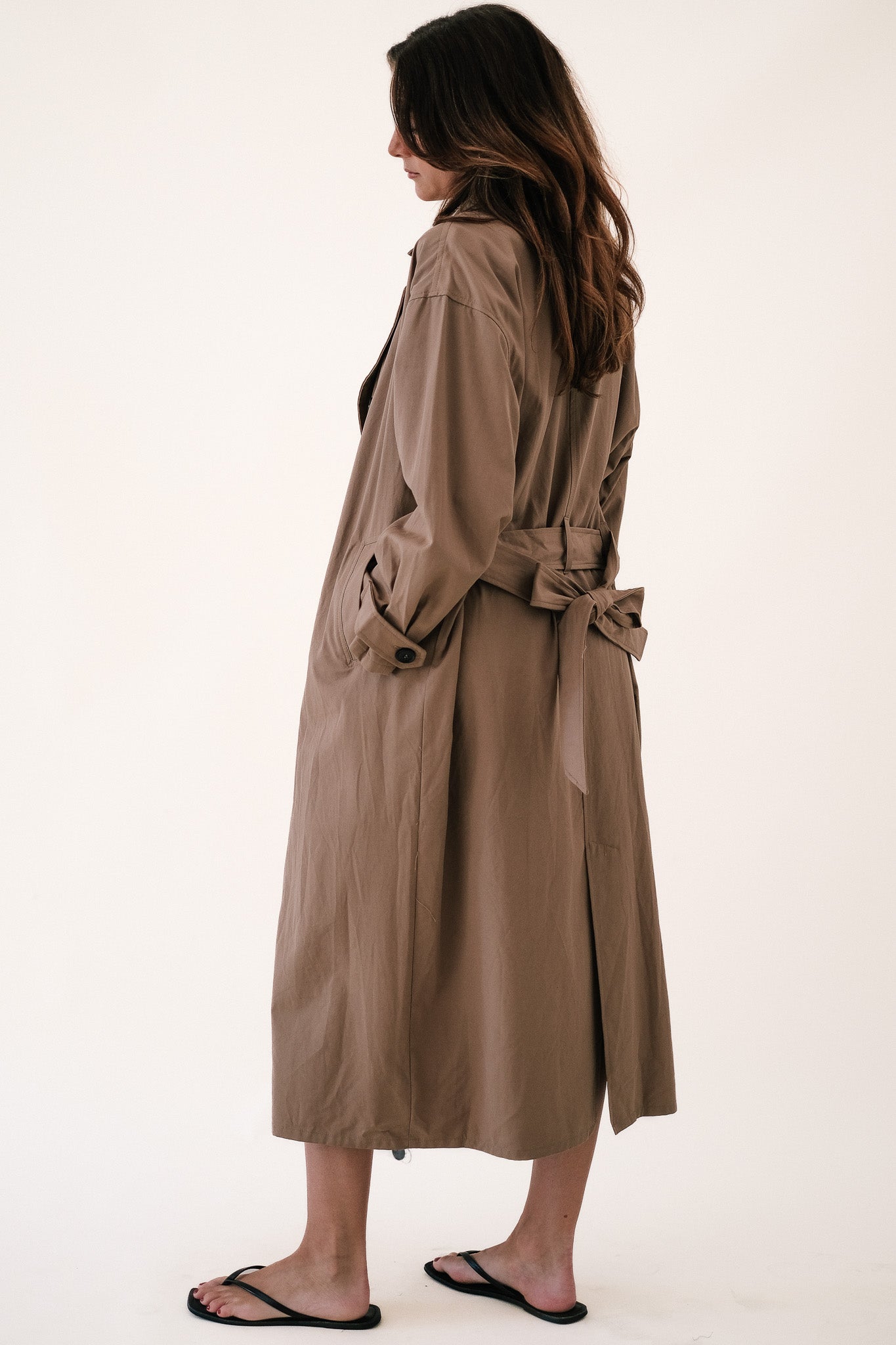 Leighton Khaki Long Sleeve Buttoned Trench Coat