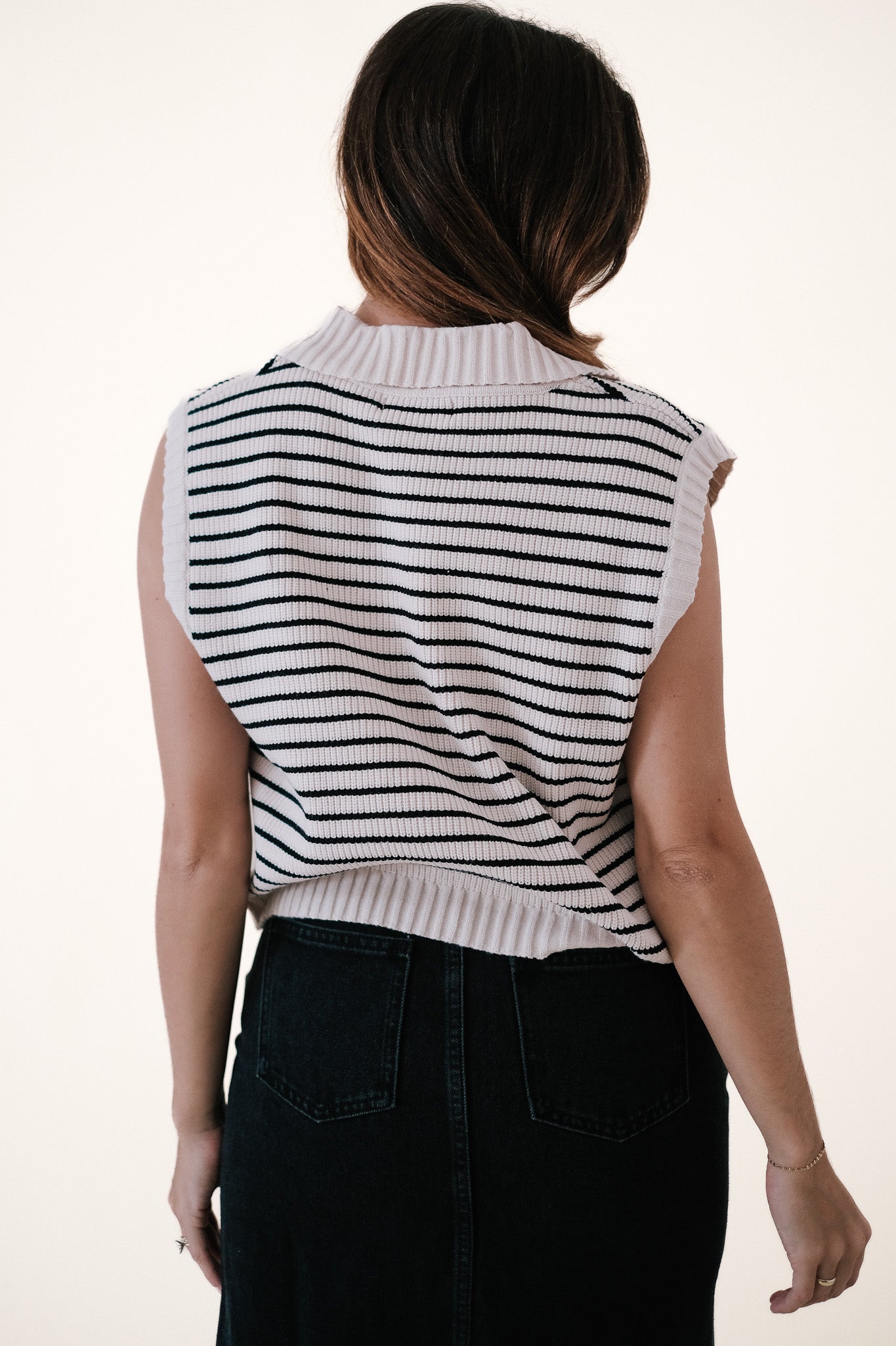 By Together Madison Striped Knit Sweater Vest Top