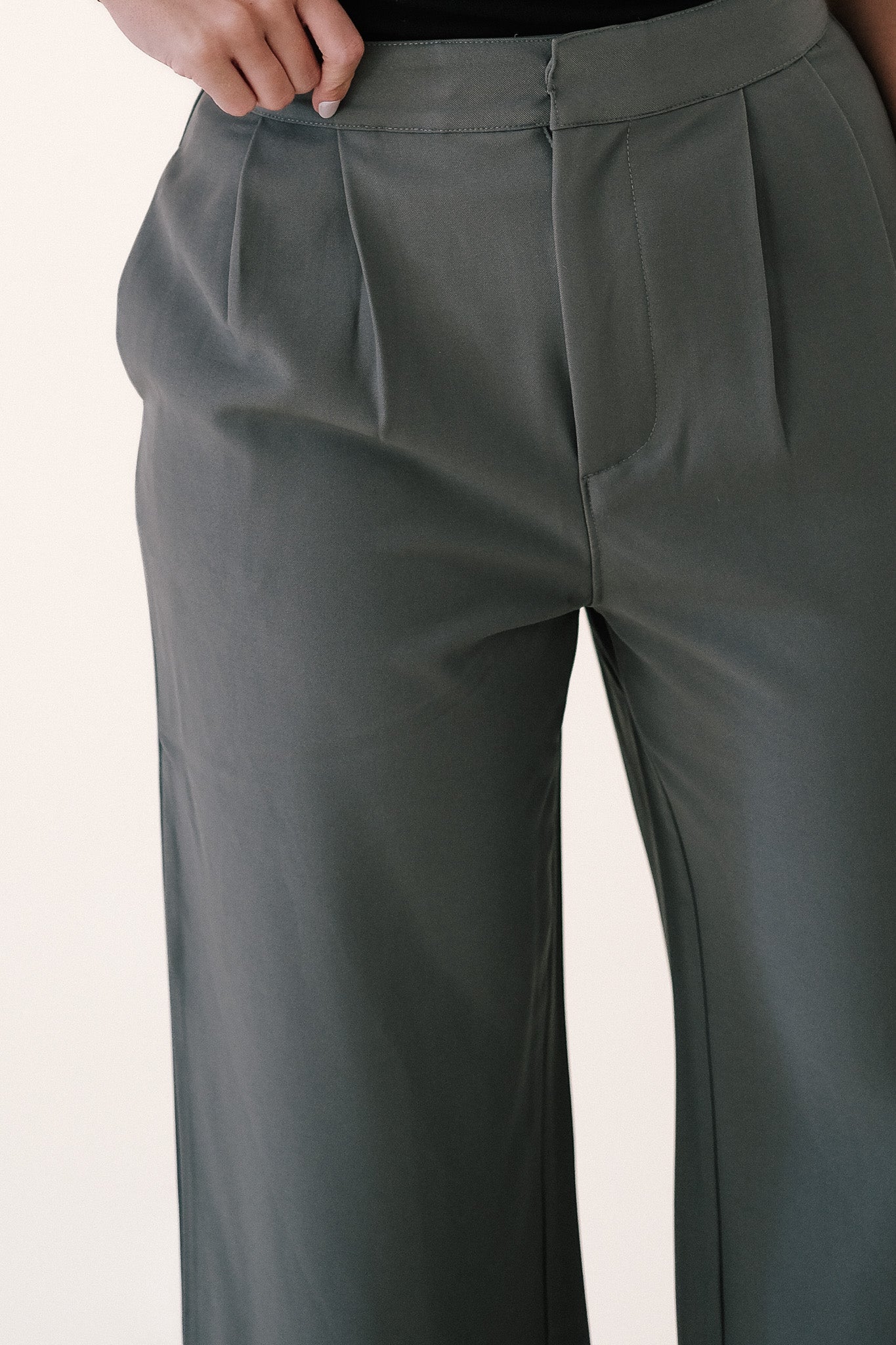 Leola Olive Wide Leg Trouser Pants