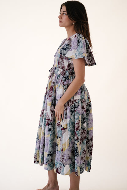Aureum Paige Patchwork Embroidered Floral Midi Dress