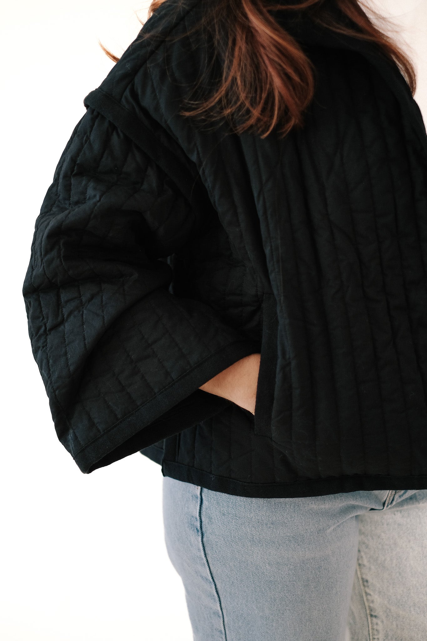 Ryder Black Quilted Open Cropped Jacket