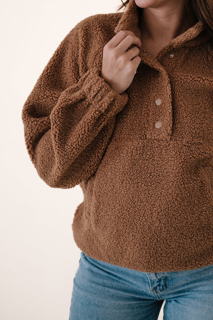 Molly Bracken Sutton Camel Teddy Half Zip Sweater