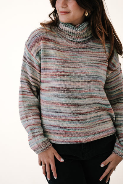 FRNCH Magnolia Fused Rainbow Striped Turtleneck Sweater