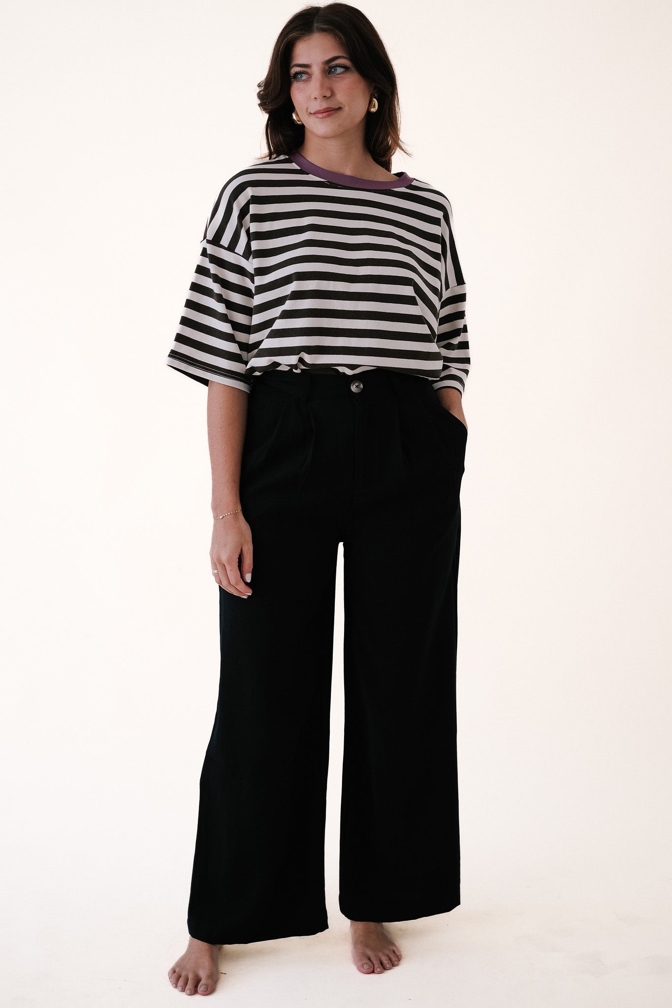 Miou Muse Tiana Black High Waisted Pleated Trousers