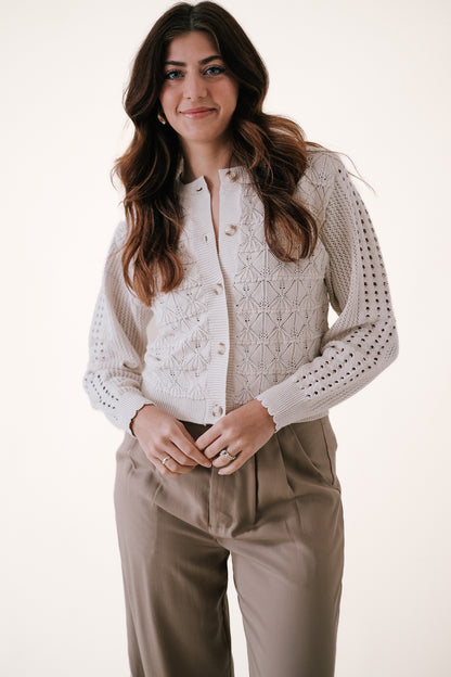 Current Air Winifred Natural Crochet Sweater Cardigan