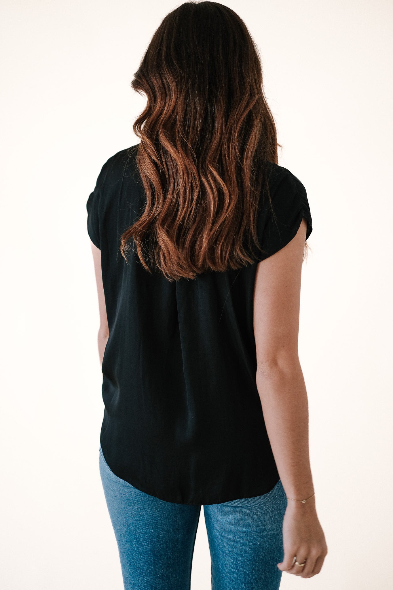 Miou Muse Tate Black Satin Buttoned Top (L)