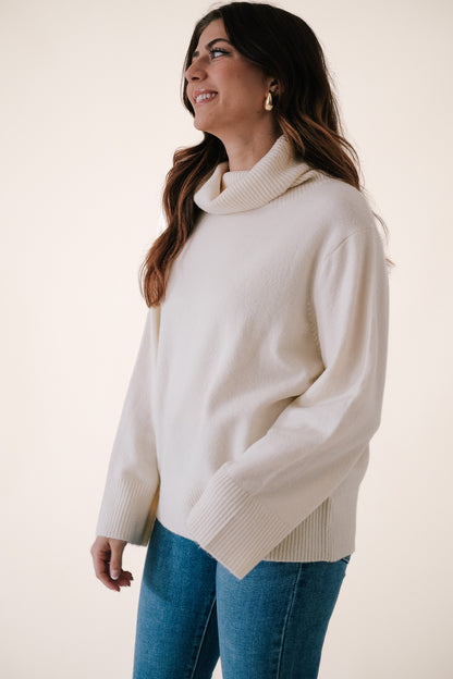 By Together Yvette Cream Oversized Turtleneck Sweater