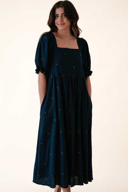 Things Between Willow Navy Floral Embroidered Midi Dress