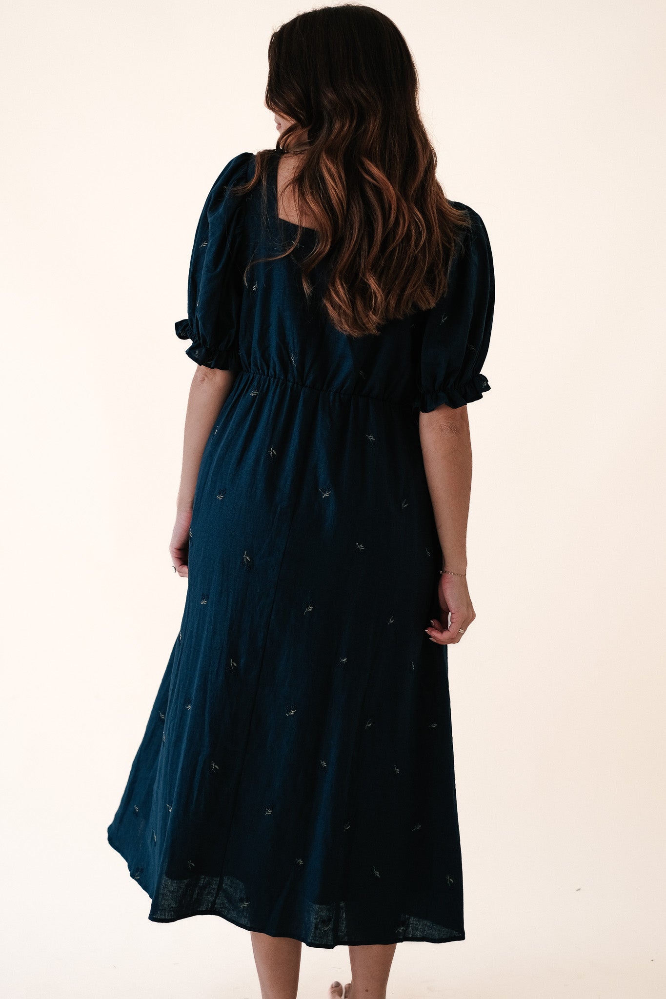 Things Between Willow Navy Floral Embroidered Midi Dress