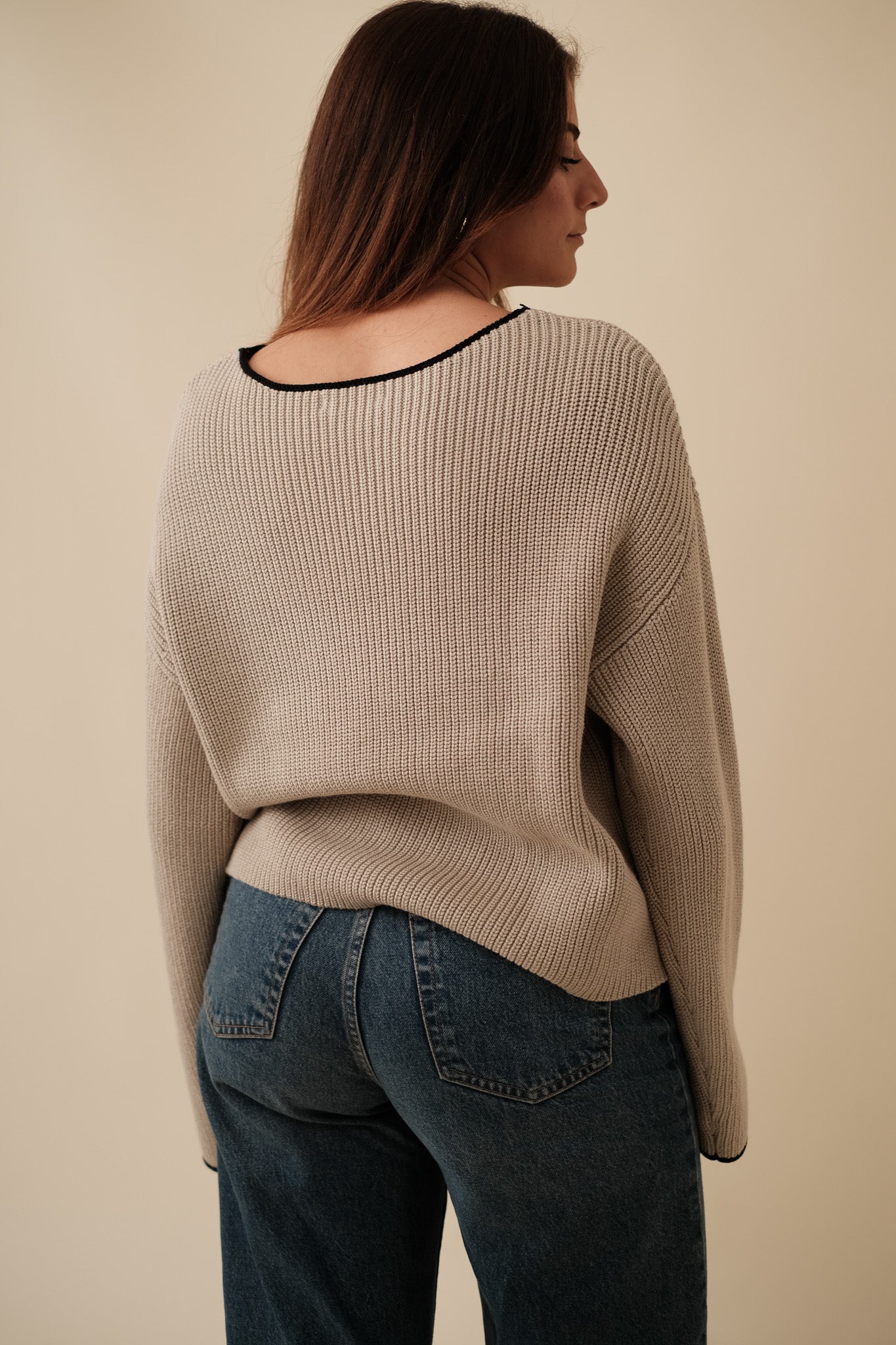 Blake Muted Contrast Knit Pullover Sweater (L)