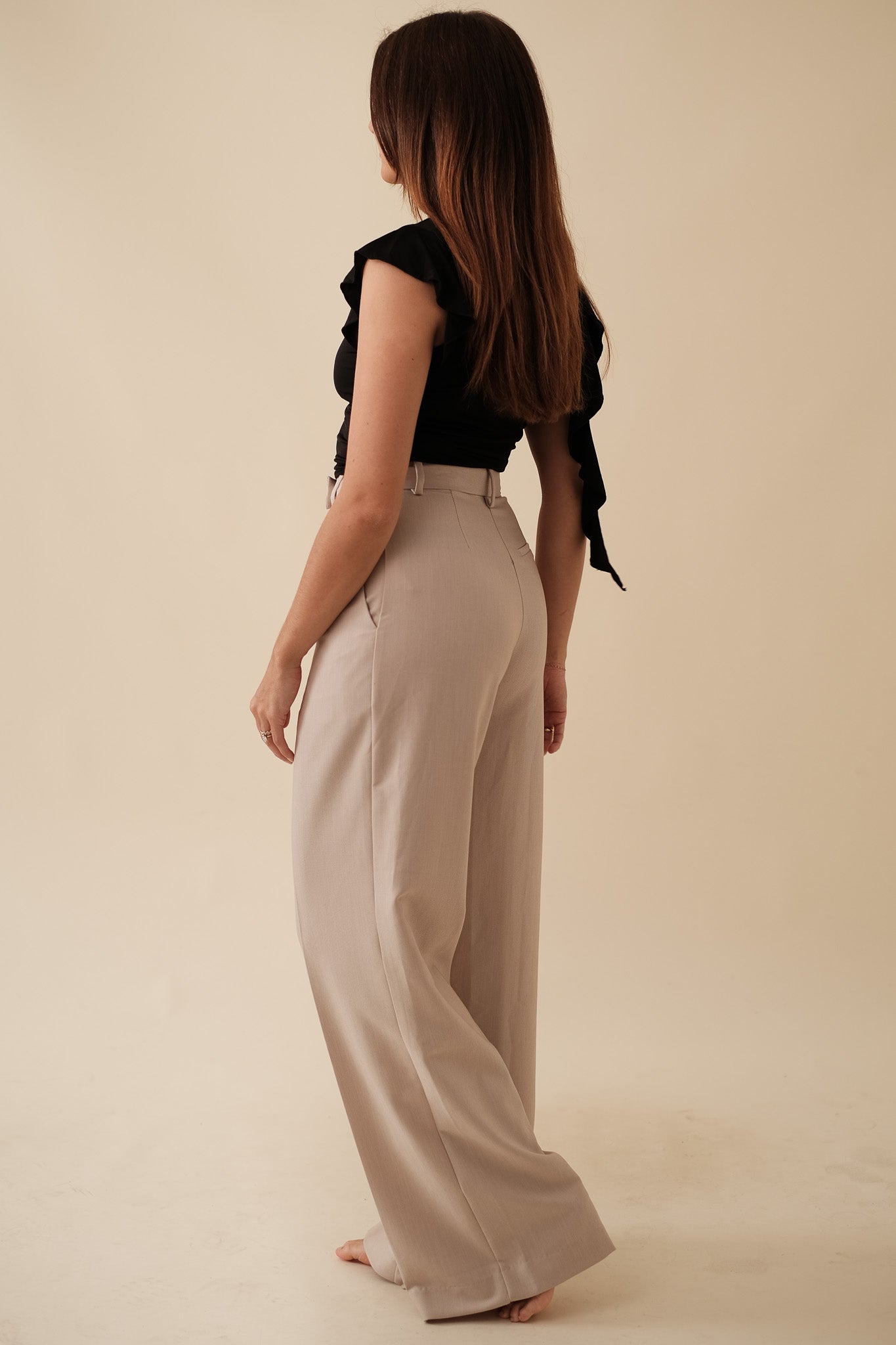 Sofie the Label Brooks Pleated Wide Leg Trouser Pants (Natural)