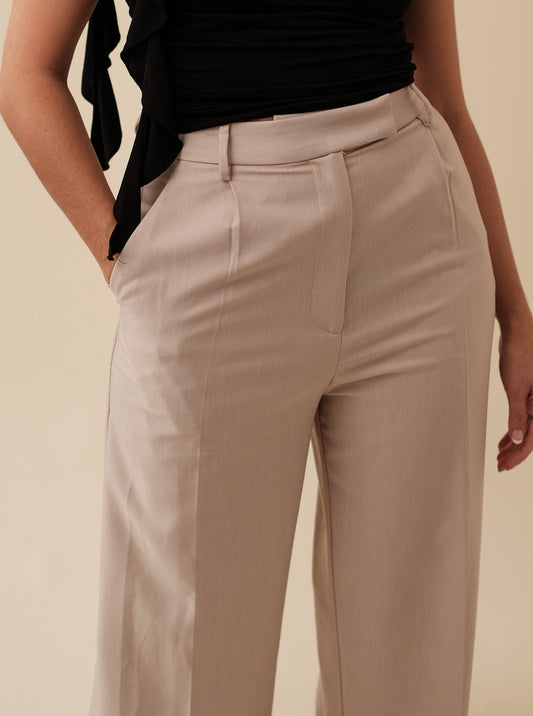 Sofie the Label Brooks Pleated Wide Leg Trouser Pants (Natural)