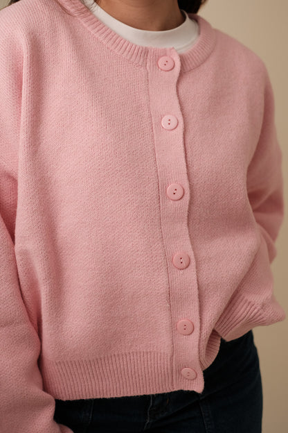 Things Between Camila Pink Knit Buttoned Cardigan Top