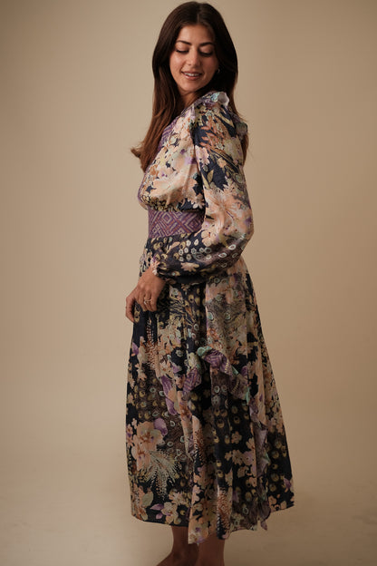 Current Air Emmaline Peacock Floral Midi Dress