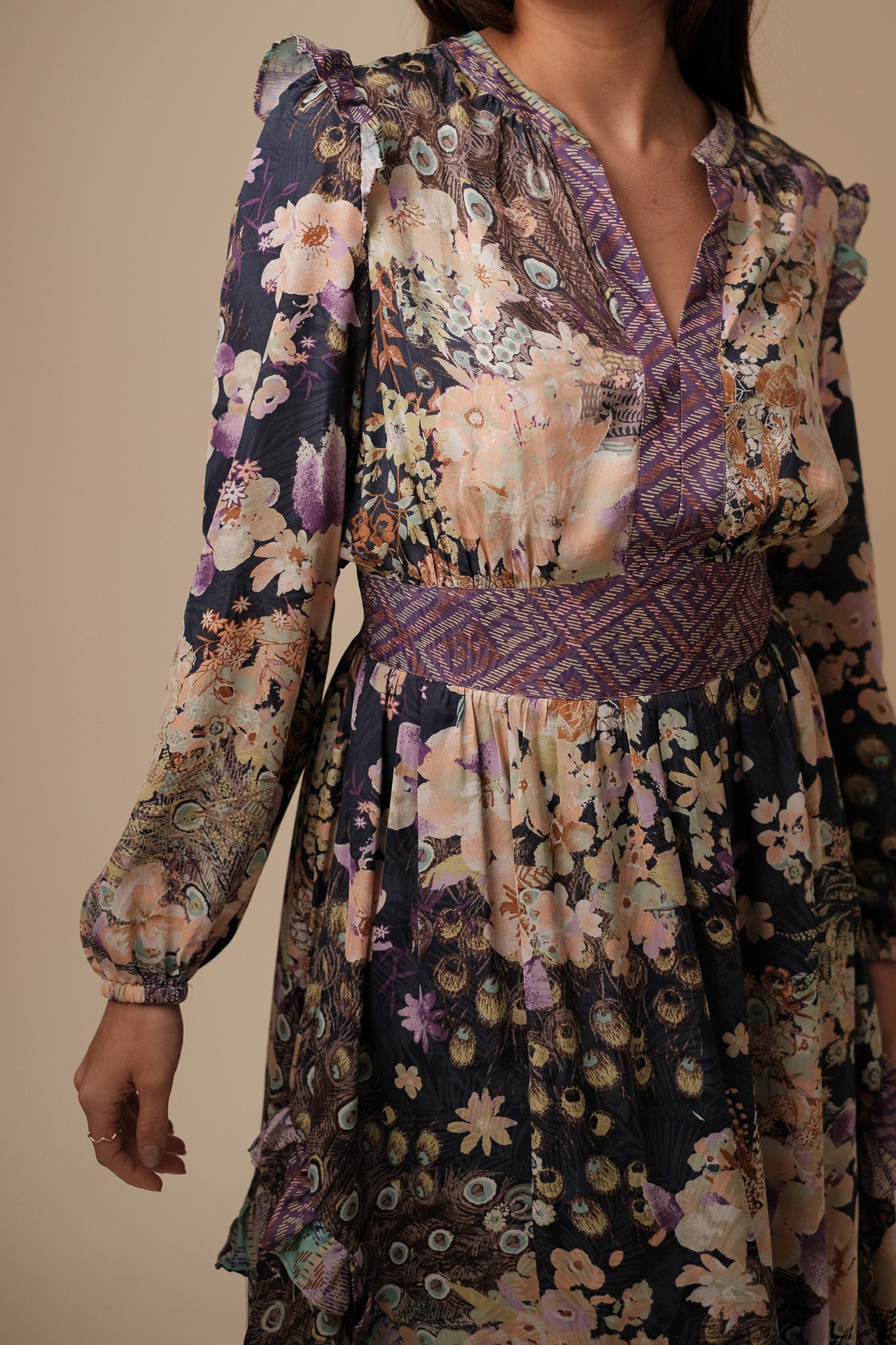 Current Air Emmaline Peacock Floral Midi Dress