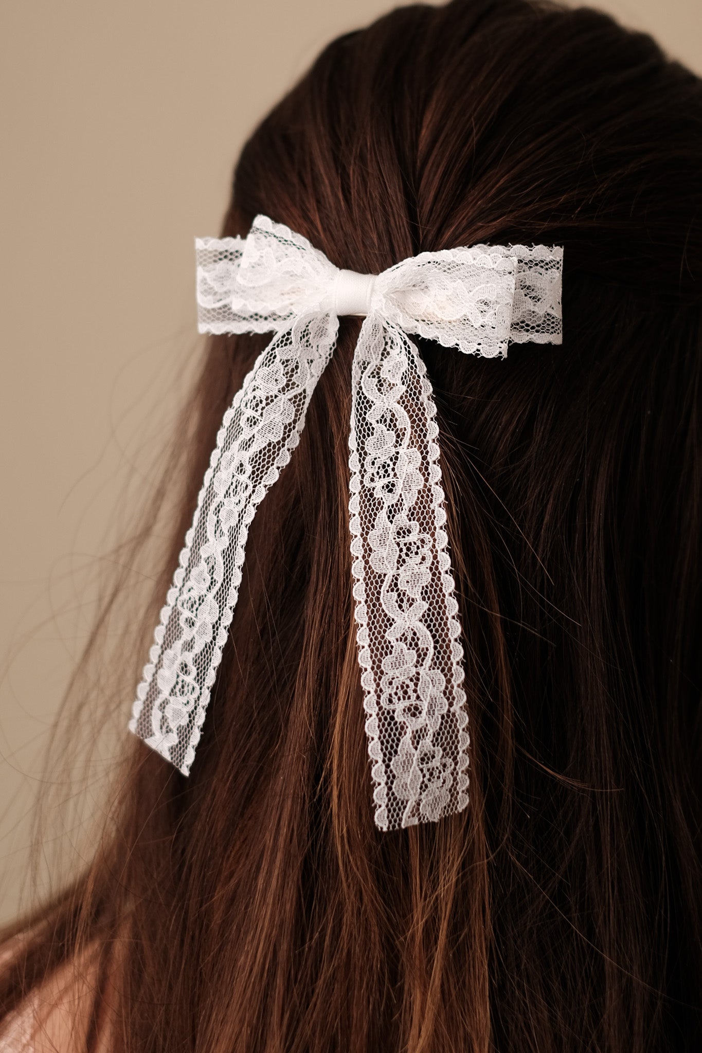 White Lace Bow Hair Clip