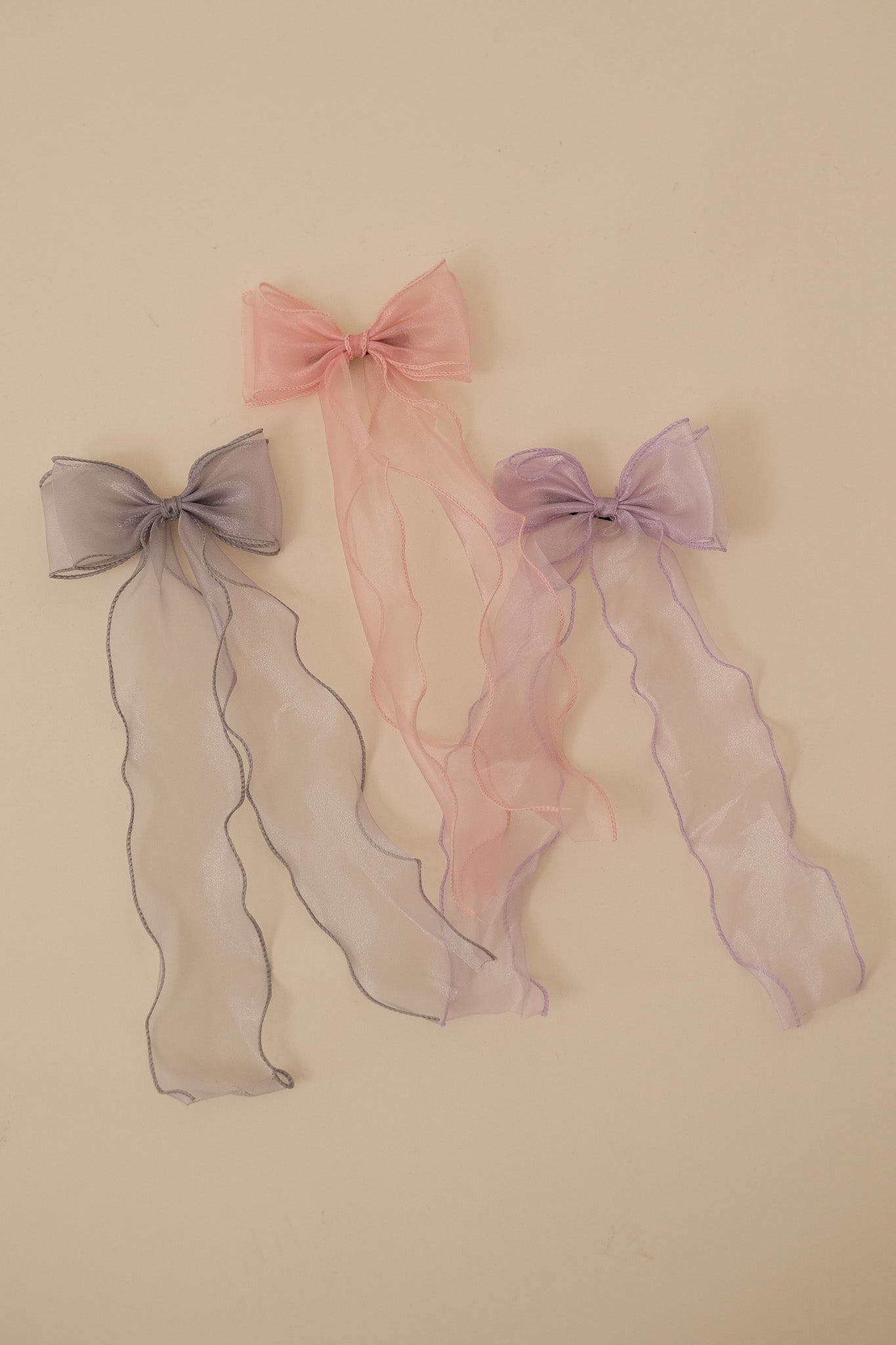 Chiffon Sheer Bow Ribbon Hair Clip (Three Colors)