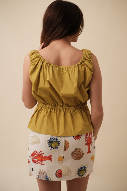 Bailey Rose Isabella Italian Print Linen Mini Skirt