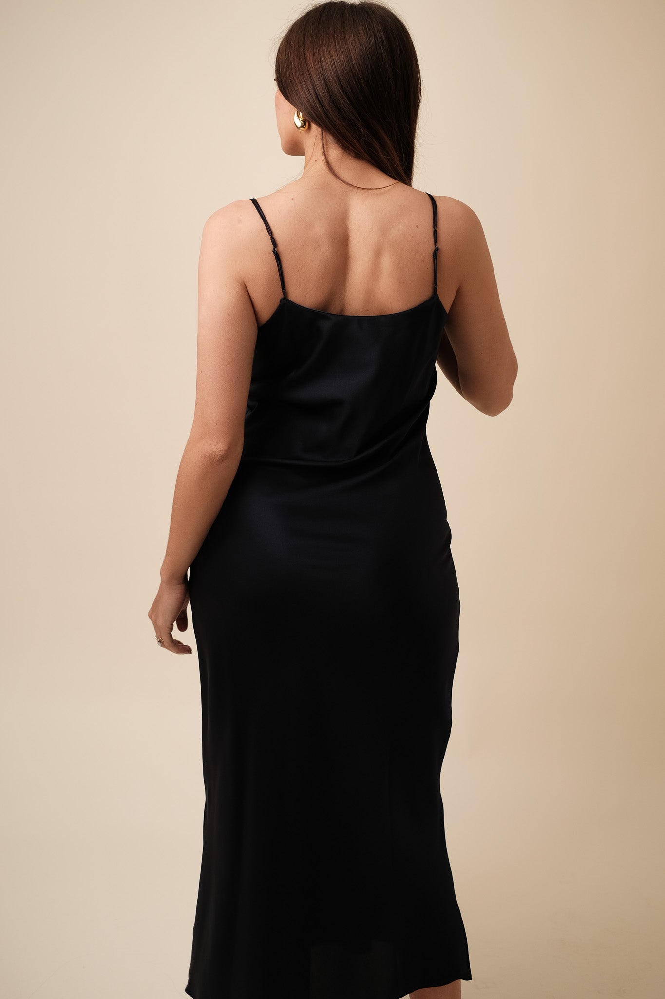 Current Air Jamie Silk Bias Midi Dress (Navy)