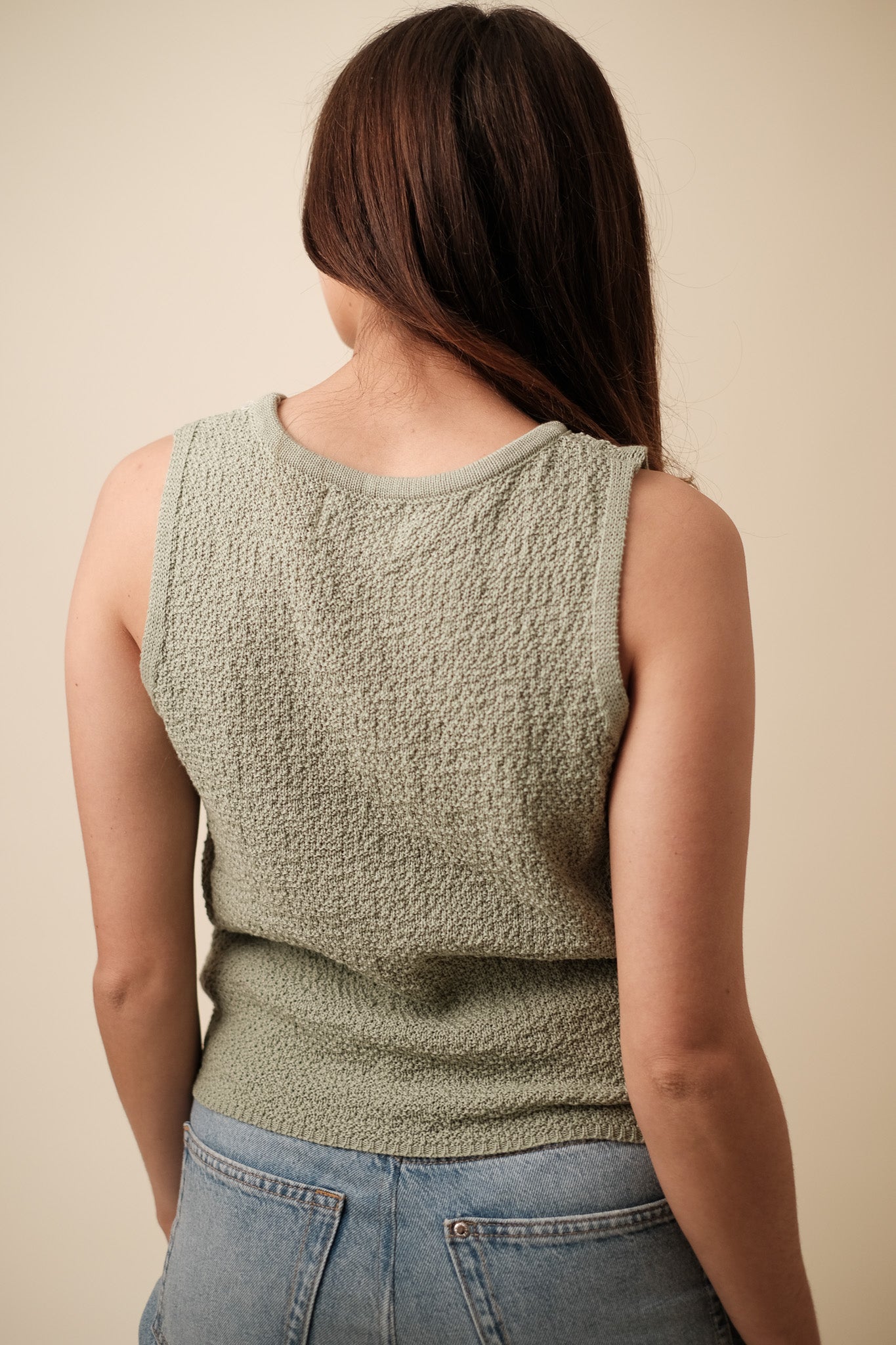 Things Between Kiara Textured Knit Sleeveless Tank (Green)