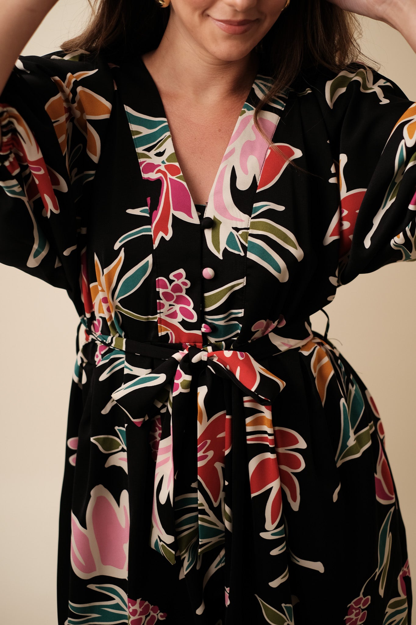 Molly Bracken Kenzie Tropical Print Buttoned Mini Dress