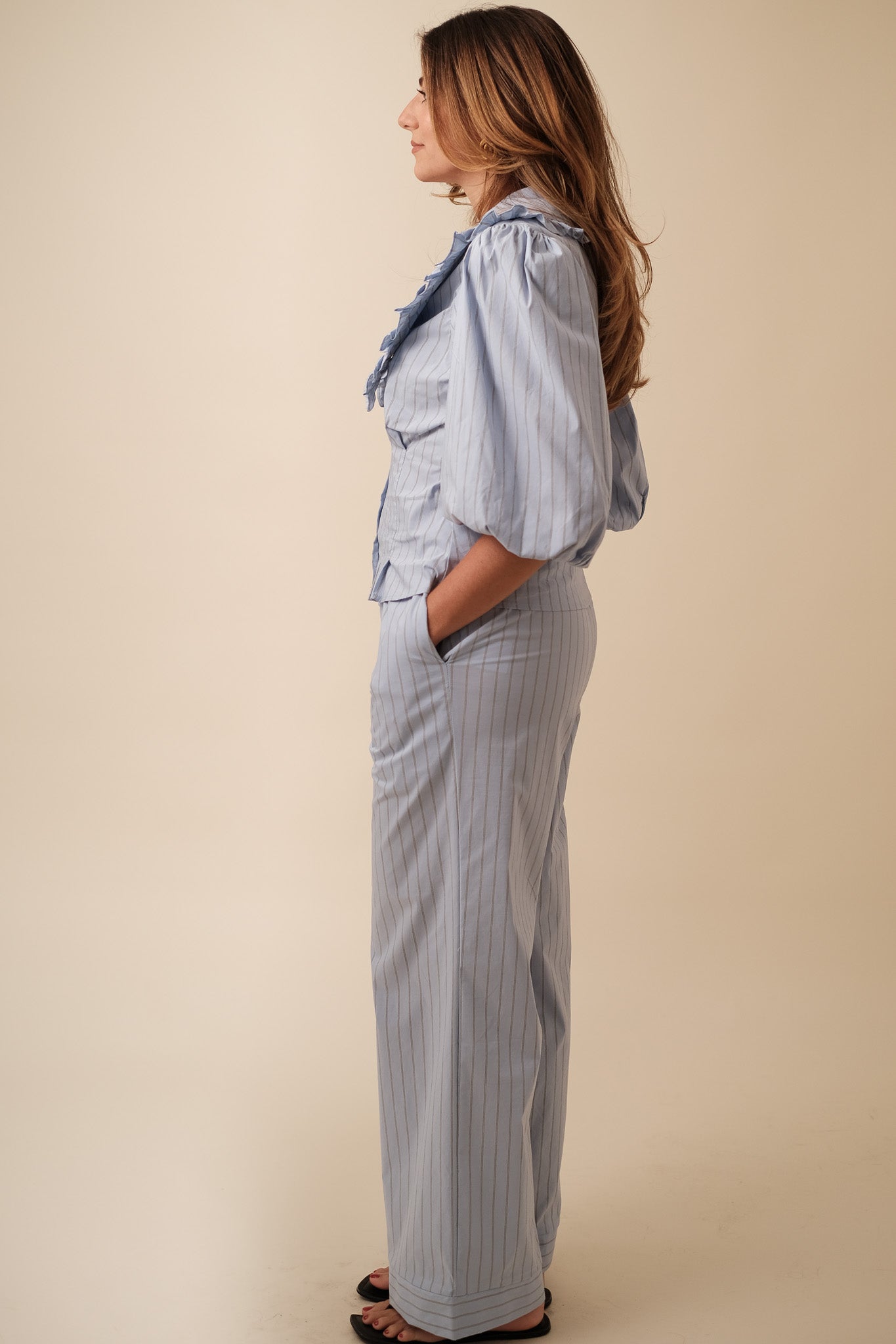 Sofie the Label Maggie Blue Striped Wide Leg Pants
