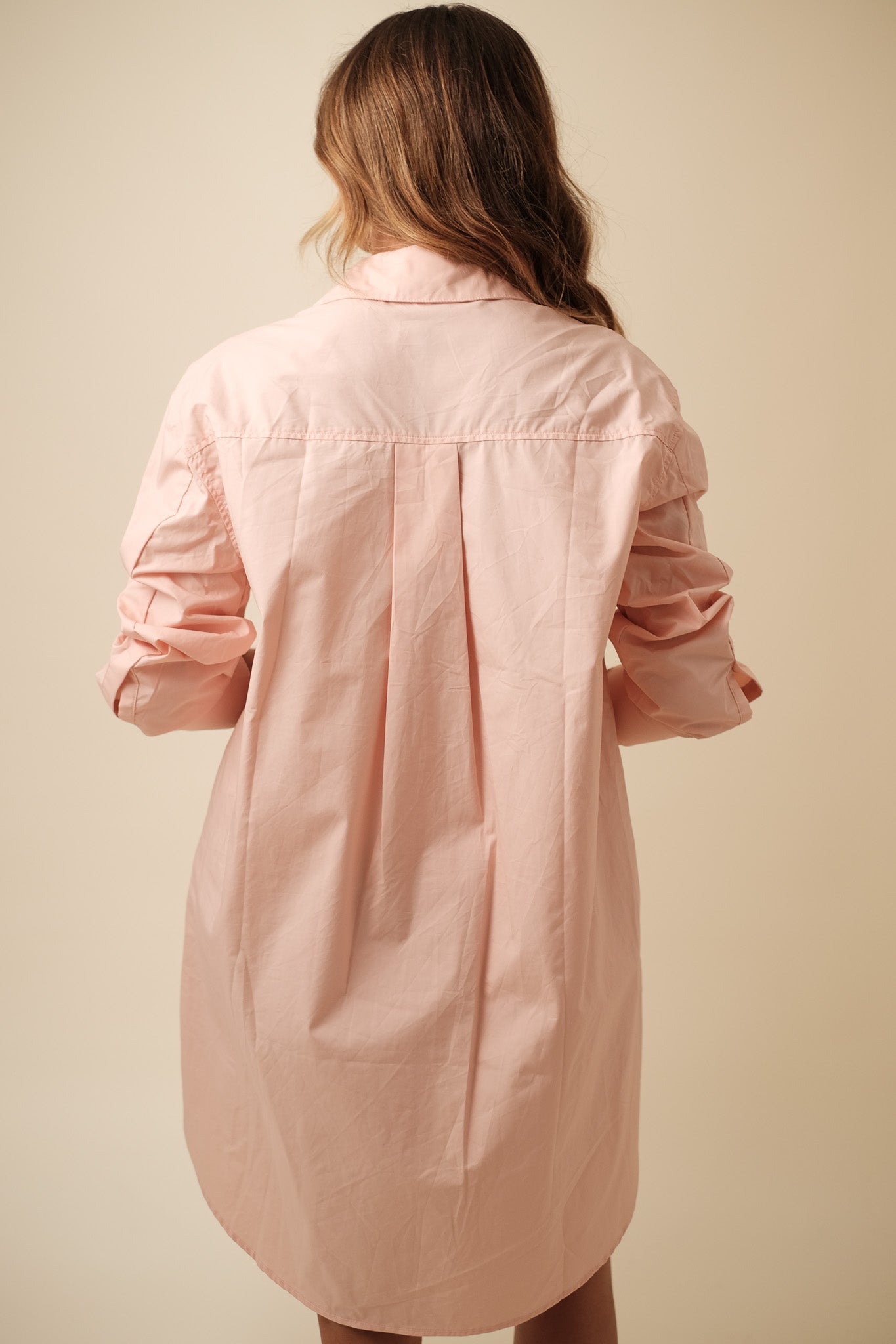 English Factory Peach Long Sleeve Buttoned Mini Dress