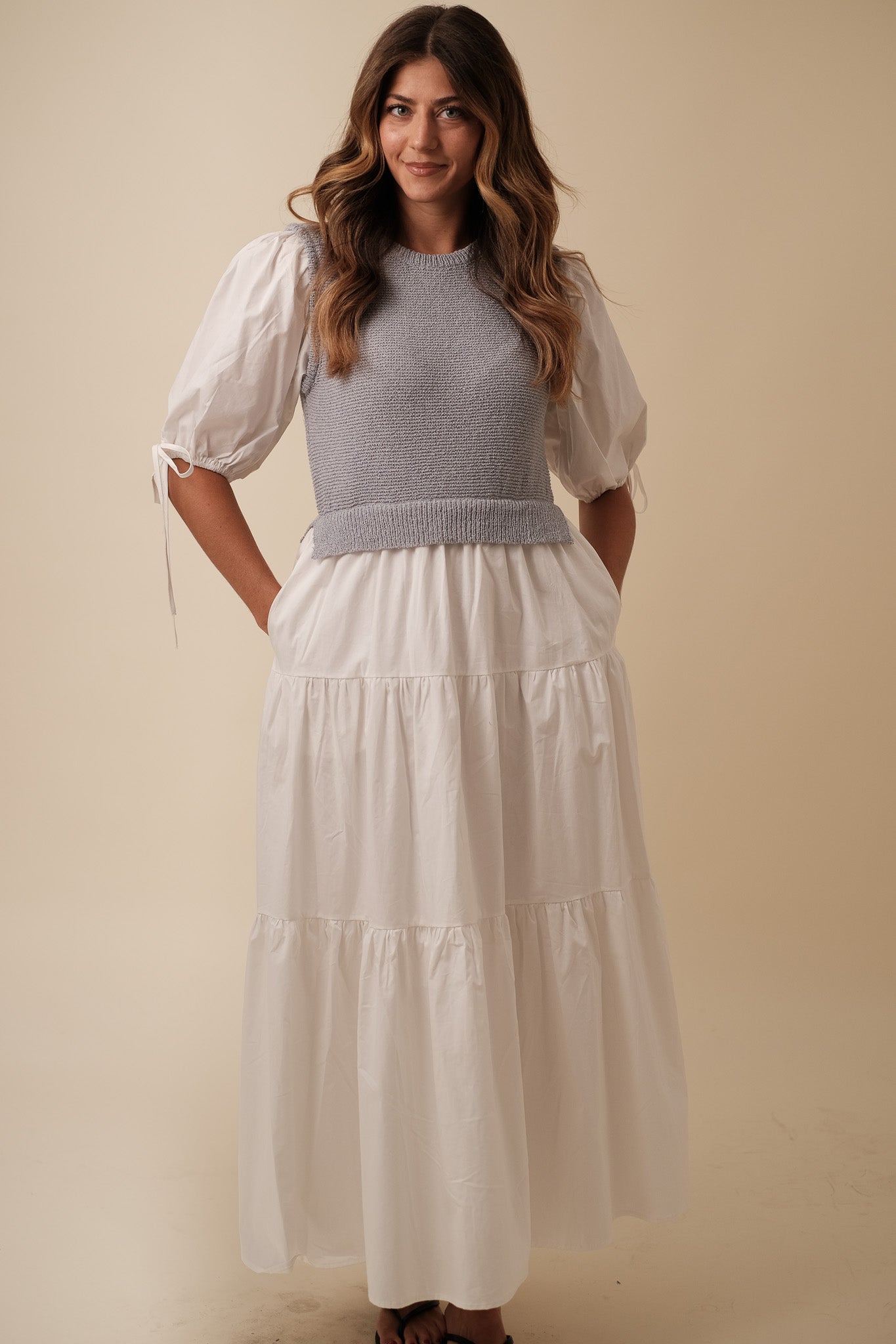 Sofie the Label Valencia Mixed Knit Tiered Maxi Dress