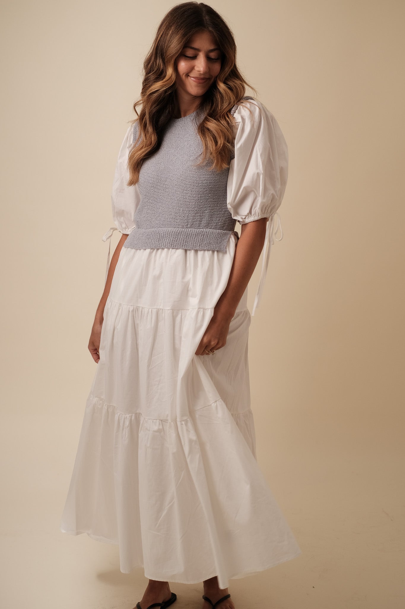 Sofie the Label Valencia Mixed Knit Tiered Maxi Dress