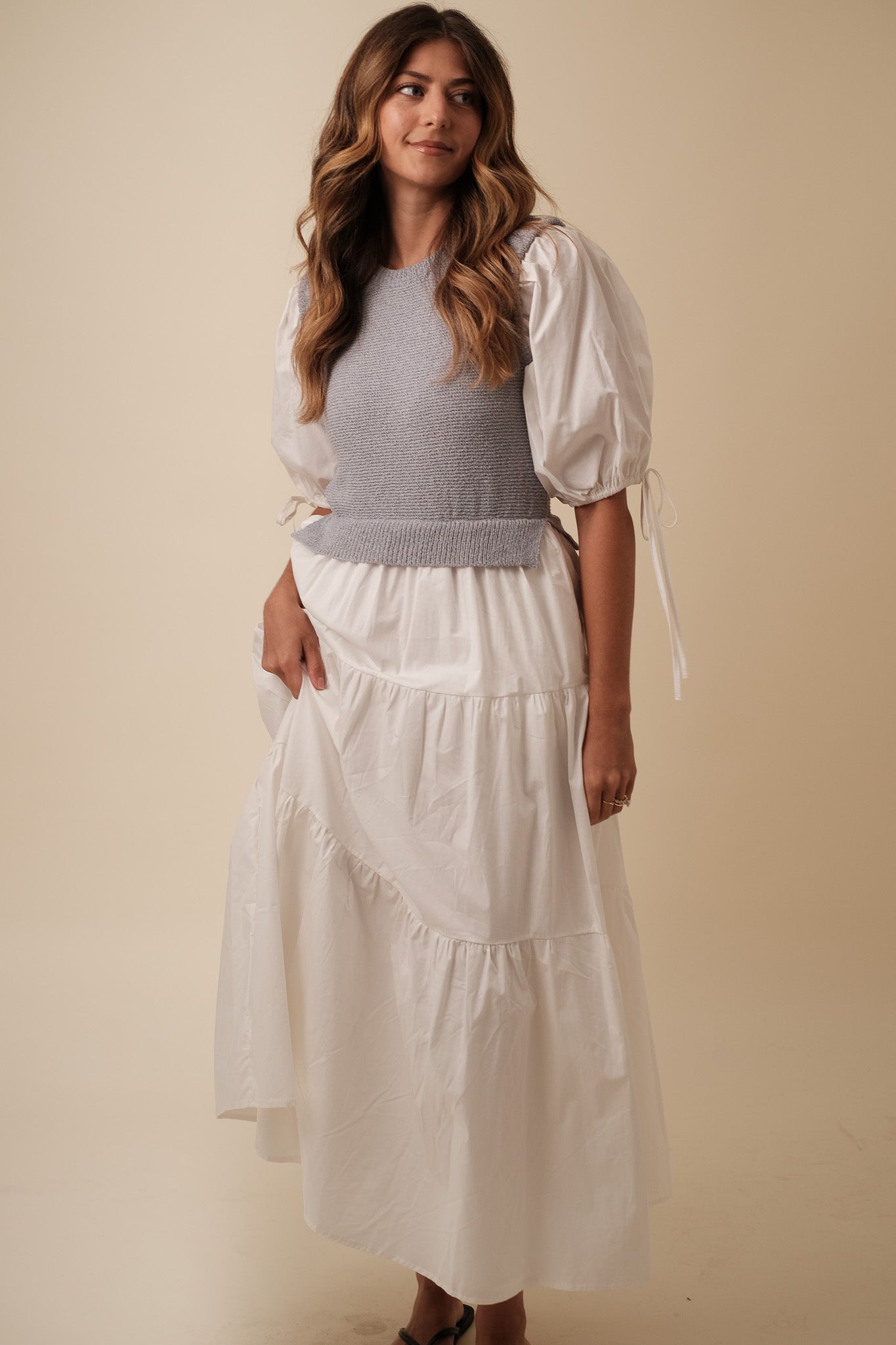Sofie the Label Valencia Mixed Knit Tiered Maxi Dress