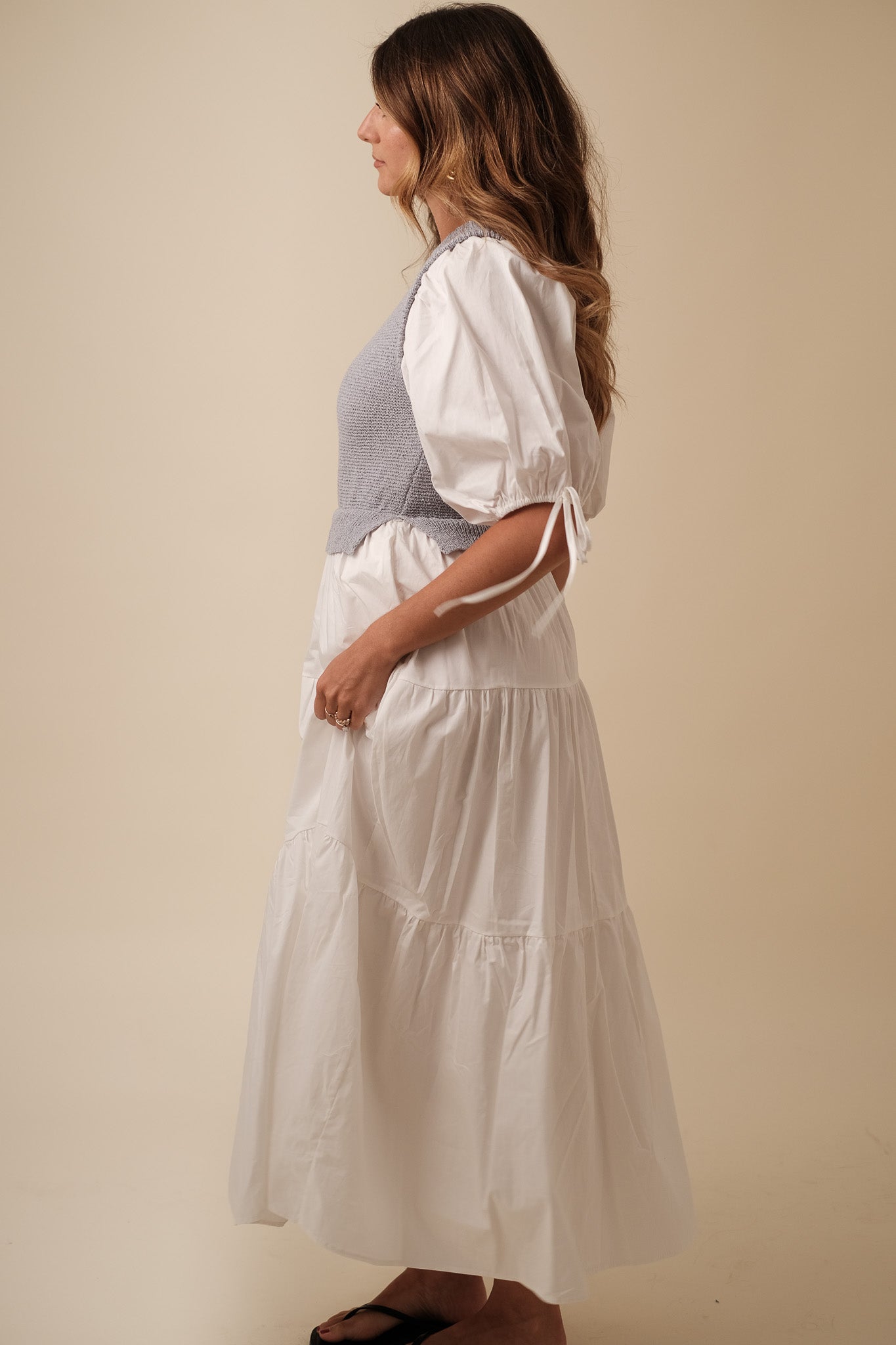 Sofie the Label Valencia Mixed Knit Tiered Maxi Dress