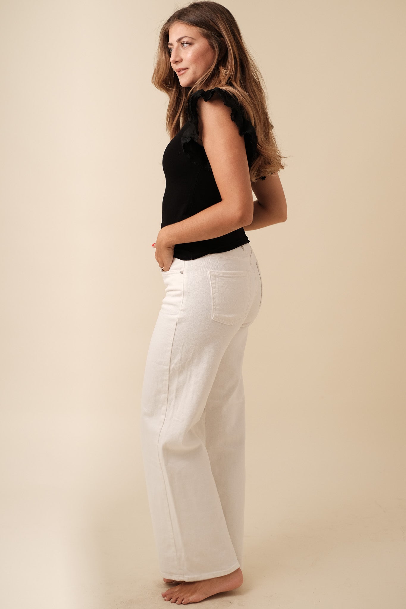 Just Black Denim White Slim Palazzo Denim (SZ.26)