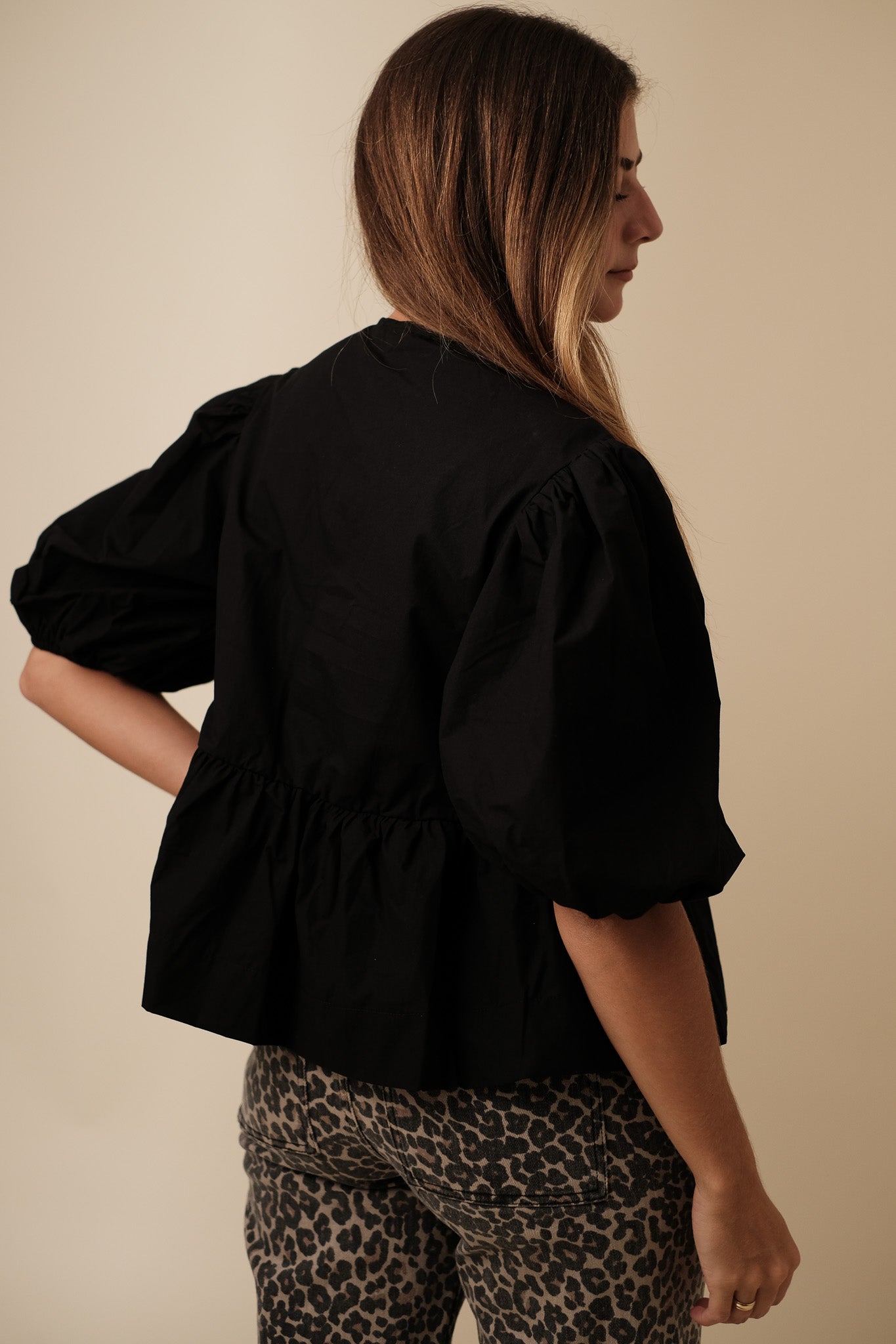 Sofie the Label Cara Cotton Poplin Tie Top (Black) S