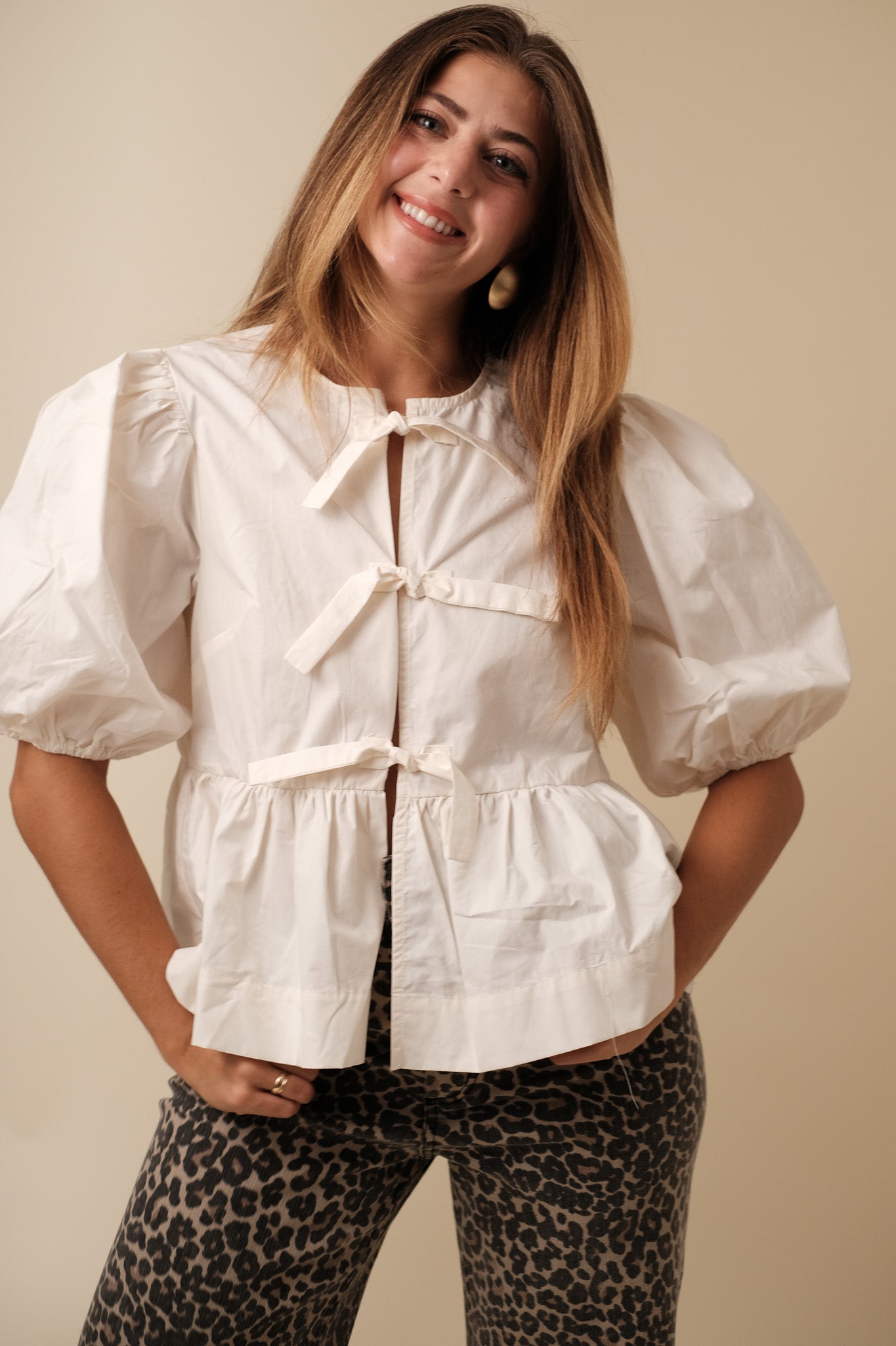 Sofie the Label Cara Cotton Poplin Tie Top (Cream)