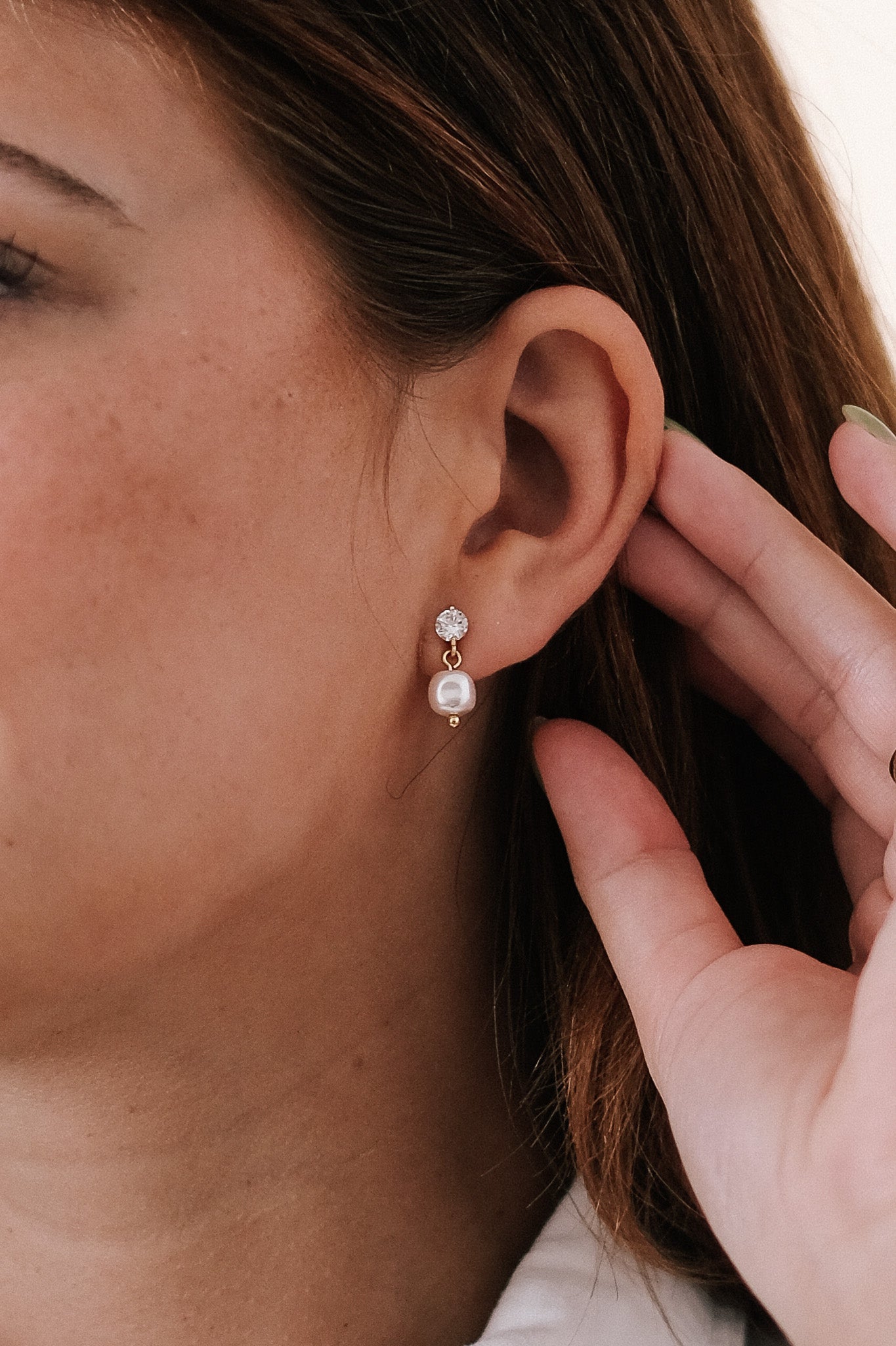 Secret Box Rhinestone Pearl Toggle Earring
