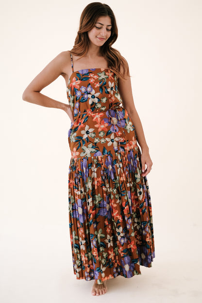 Current Air Ariel Floral Pleated Skirt Maxi Dress