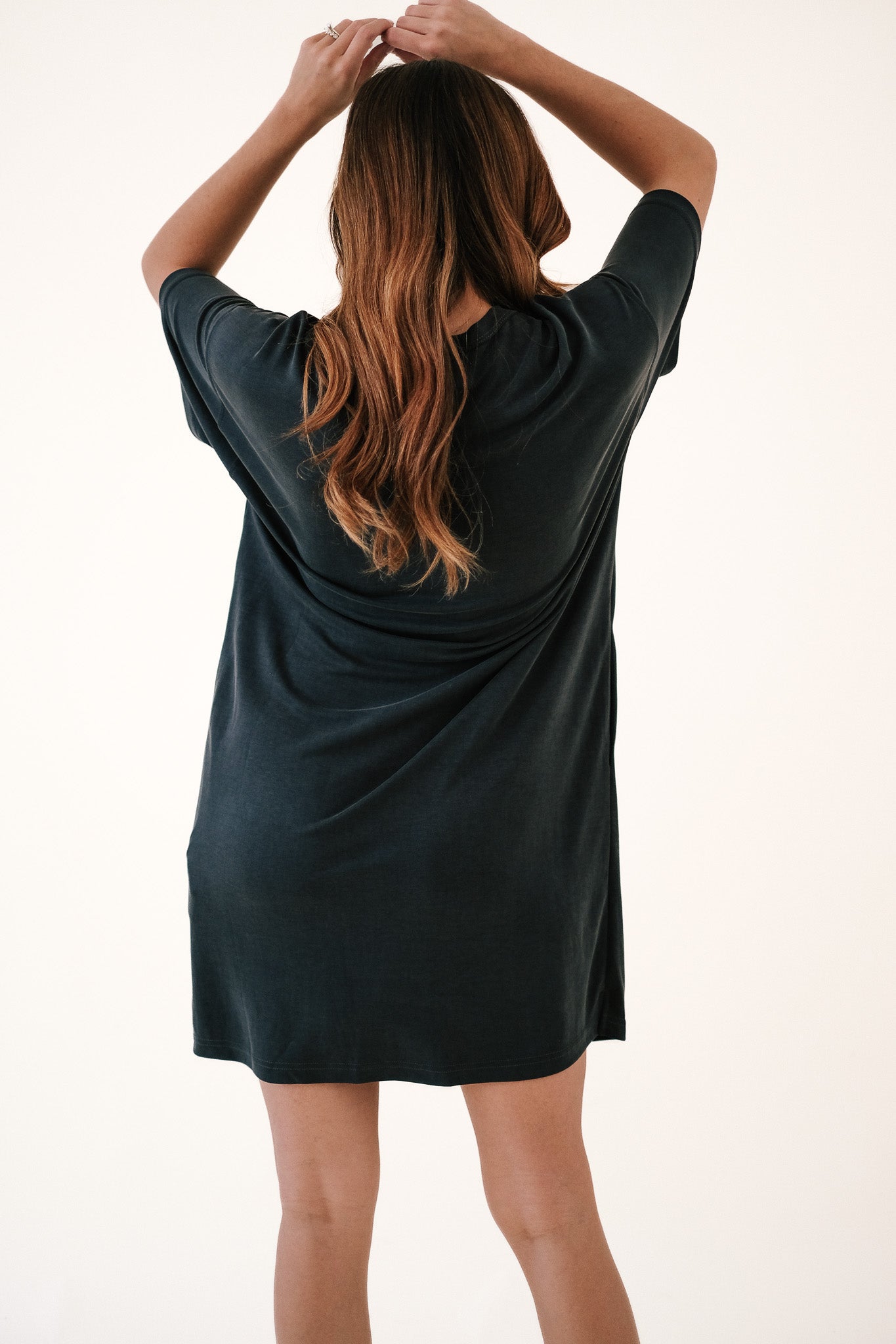 Things Between Ainsley Soft Knit T-Shirt Dress (Charcoal)
