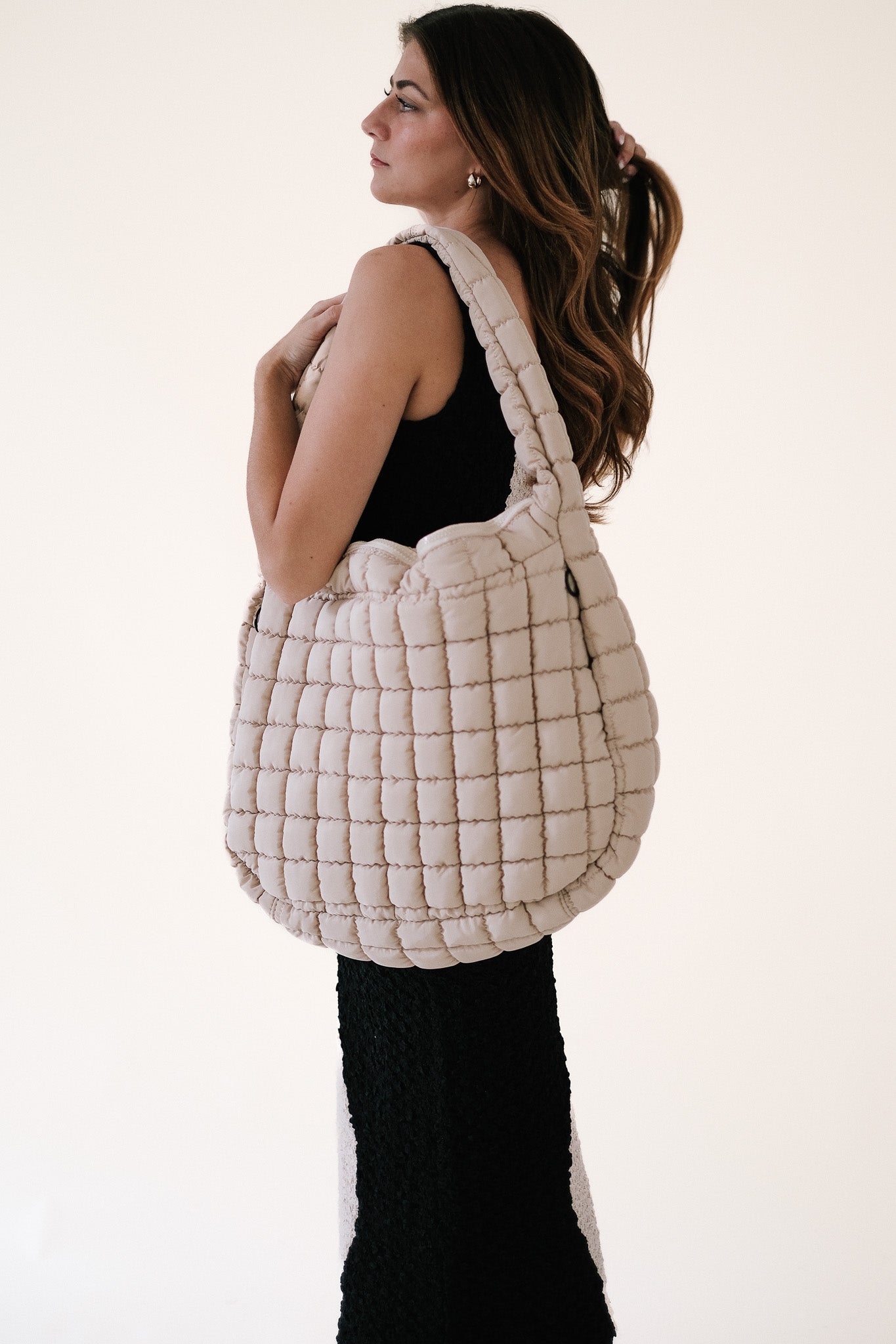 Puffer Tote Bag with Zipper Pockets