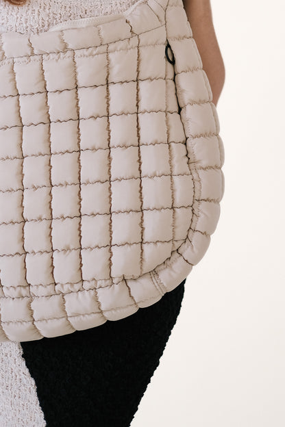 Ivory Slouchy Quilted Puffer Tote Bag